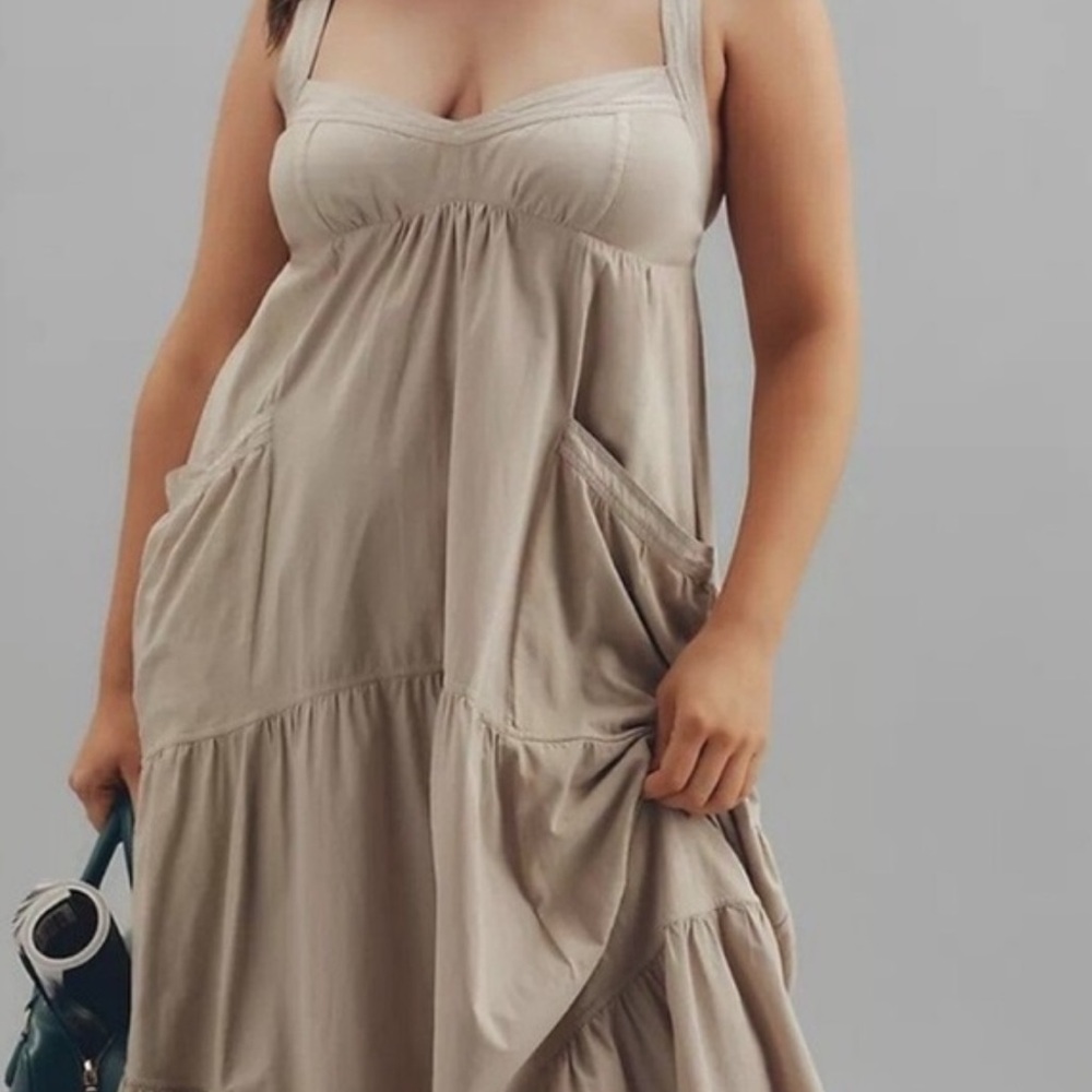 New Daily Practice Top Tier Utility Sweetheart Maxi Dress Beige Maxi Dress M